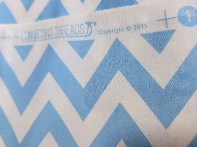 34x 44" Fabric Light Blue Chevron Stripe On White Background Sempliner - Image 1 of 4