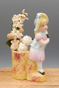 Artisan Victorian Flower Bouquet & Bisque Porcelain Vase For 18" Doll - Picture 1 of 12