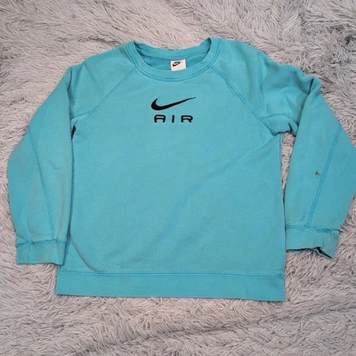 Nike Air Sweatshirt Girls L Blue  Center Swoosh Athletic Comfort Casual Cozy Foto 1 de 4