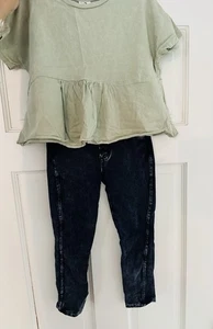 Tucker & Tate Girls Jeggings Dark Blue Sz. 4 & STEM Cotton Crop T-shirt Sz. 3 - Picture 1 of 10