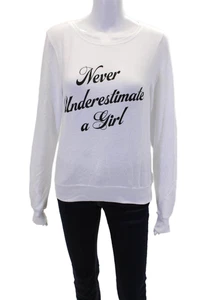 Sudadera Wildfox Mujer Algodón Never Underestimate A Girl Estampado Blanca Talla XL - Imagen 1 de 6
