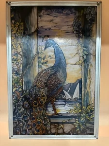 Glassmasters Louis C. Tiffany Pavo Real Arte en Vidrieras Marco de Metal Atrapasol - Imagen 1 de 12