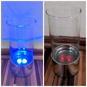 2 Trinkgläser Gläser Cocktailgläser Party Glas Beleuchtet Licht LED Blau Rot - Bild 1 von 6