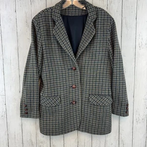 Giacca cappotto sportivo vintage Triona pied de poule lana tessuto a mano Donegal tweed taglia 12 - Foto 1 di 16