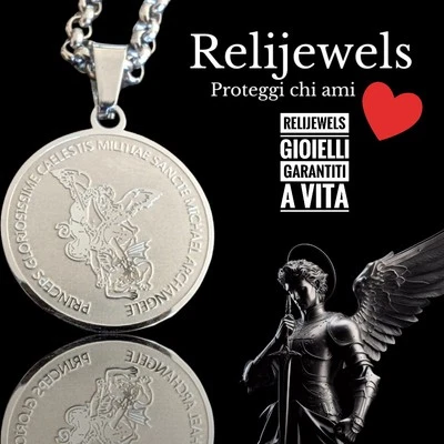 MEDAGLIA SAN MICHELE ARCANGELO CON PREGHIERA INCISA IN ACCIAIO 316L CON COLLANA - Immagine 1 di 4