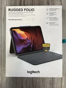 Logitech Rugged Folio Keyboard Smart Connector Tech for Apple iPad 10th Gen Grey - Picture 1 of 5