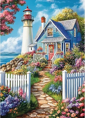 Kits de pinturas de diamantes de faro cabaña para adultos, kits de arte de diamantes 5D 12x16"" Foto 1 de 4