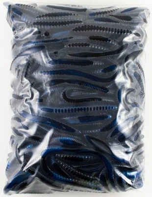 STRIKE KING KVD BULLWORM OPT 100 PACK BULK 10" BW10-808 BLACK BLUE SWIRL F7401 - Image 1 of 3