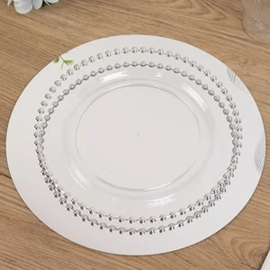 10 SILVER Round 10" Decorative Mirror Plastic Charger Plates Wedding Events - Picture 1 of 8