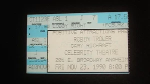 Vintage Robin Trower Gary Richraft Ticket Stub Anaheim Celebrity Theatre Nov1990 - Picture 1 of 2