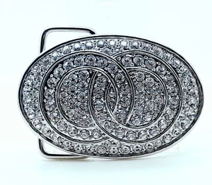 Fashion Men Women western classic Belt Buckle Silver Metal crystal rhinestones 8 - Picture 1 of 7