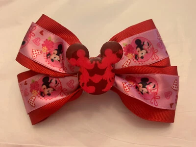 Moño de pelo para niñas Disney Mickey & Minnie rojo y rosa de 4,5 pulgadas Foto 1 de 4