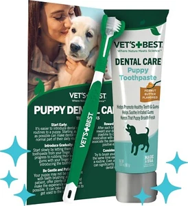 Vet’s Best Dog Toothpaste & Toothbrush Kit for Puppies – Puppy Essentials 3.5 Oz - Picture 1 of 9
