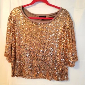 NWT Gold Sequin Women's Top - Picture 1 of 8