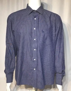 US POLO ASSN. Men Dress Shirt L Blue Purple Stripped 16.5” 34/35 - Picture 1 of 6