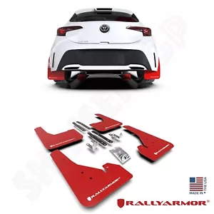 Rally Armor UR Red Mud Flaps w/ White Logo for 2019-2025 Corolla Hatchback - Picture 1 of 5
