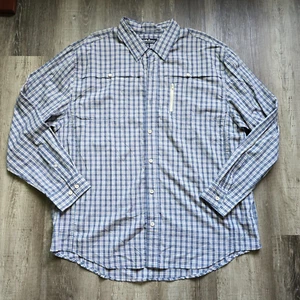 North River Outfitters Fishing Shirt Mens 2XL Blue Vented Khaki Roll Tab Sleeves - Picture 1 of 16