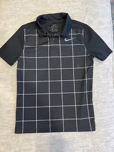 Nike Boys Polo/Golf Shirt SzXS5/6 Short Sleeve Dri-Fit Blk/Wht Plaid Cks Sm Spot - Picture 1 of 7