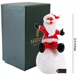 Murano Navidad Invierno Vidrio Decorativo Santa en Bola de Nieve Estatuilla Regalo - Imagen 1 de 5