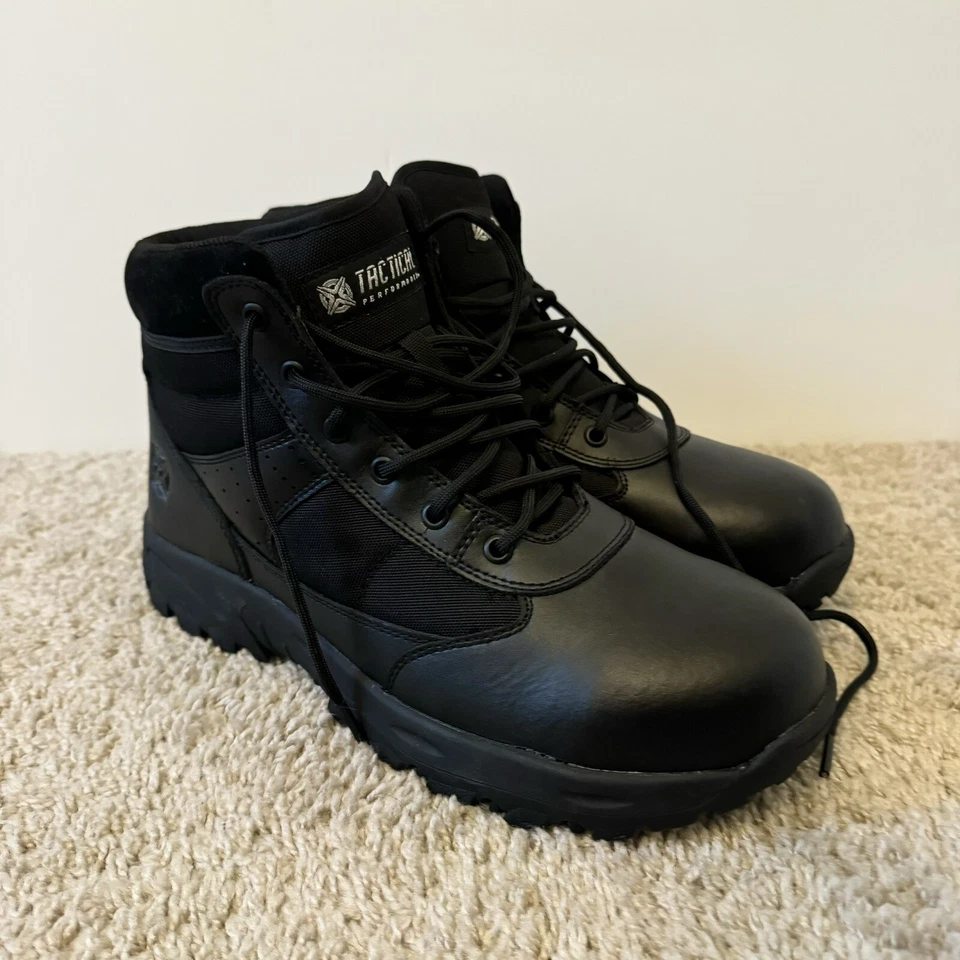 Tactical Performance Black Leather Steel Toe Combat Hiking Boot Shoes Men 8M - Image 1 of 4