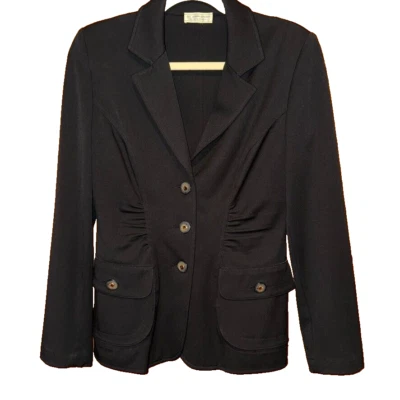 Chaqueta Blazer St. John Sport Negra Elastizada Viscosa Fruncida Talla M Oficina Fiesta Foto 1 de 4