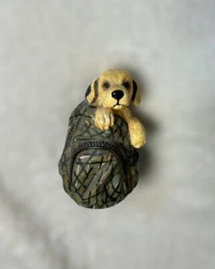 Yellow Lab Dog In Backpack Figure Hunting Golden Retriever Collectible B0 - Picture 1 of 5