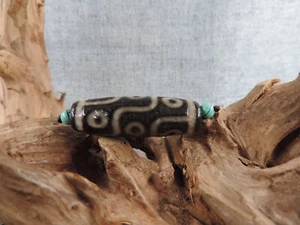 Antique 9 Eyes Tibetan Agate Dzi Bead Amulet Pendant Bracelet Old Gzi Bead E15 - Picture 1 of 12
