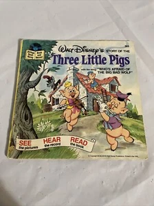 Vintage Walt Disney Three Little Pigs Read-Along Book and Record #303 - Picture 1 of 6