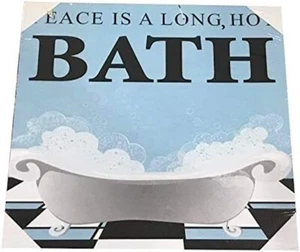 Peace Is a Long Hot Bath Canvas Frame Home Decor Bathroom Decoration - Picture 1 of 2