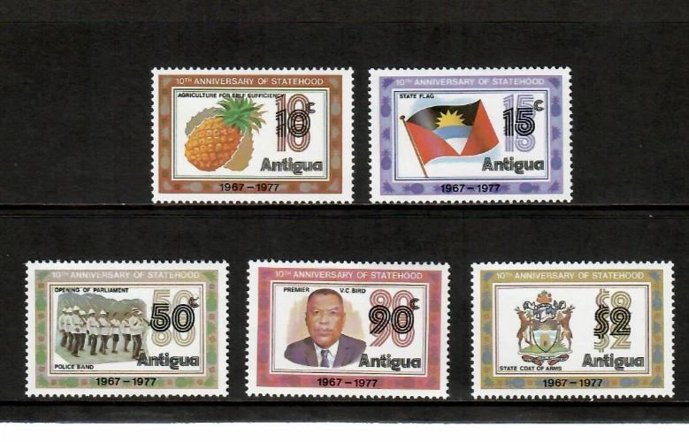 Antígua 1977 - Estado - Conjunto de 5 Selos - Scott #490-4 - Novo em folha, sem marca de charneira - Imagem 1 de 1