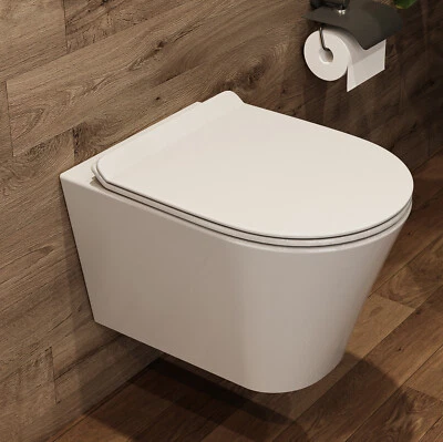 Spülrandloses Design Wand-WC mit Abnehmbarer Toilettendeckel Hänge-WC Toilette - Bild 1 von 4