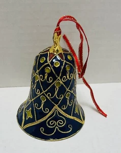Cobalt Blue Cloisonné Bell Christmas Ornament - Picture 1 of 3