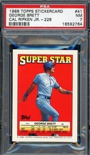 1988 Topps Stickercard Baseball #41 George Brett Cal Ripken Jr.-228 PSA 7