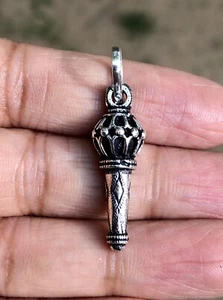 925 Sterling Silver Lord Hanuman Gada Mace Pendant- Wearing, Temple, Puja 6 - Picture 1 of 6