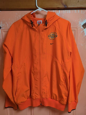 Nike Oklahoma State Cowboys OSU Full Zip Windbreaker Hooded Orange large Cover