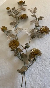 Vintage Gold Vergoldet Metall Skulptur Wandbild Blätter Baum Zweig Italien MCM Floral - Bild 1 von 23