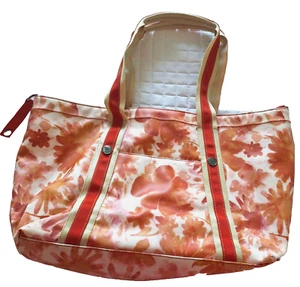 Tote Beach Gym Book Bag 100% Cotton w/PVC Lined Lots of Pockets Large J. Jill - Picture 1 of 11