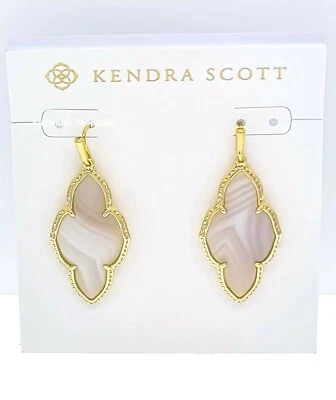Nuevos Auténticos Pendientes Colgantes KENDRA SCOTT 055 Oro Gris Bandas Ágata Abbie  Foto 1 de 2