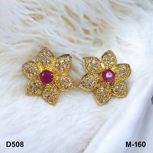 Pendientes tradicionales indios enchapados en oro para mujer con pasador de uso diario joyería de moda - Imagen 1 de 16