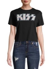 KISS Ladies hard Rock Shirt Skimmer Tee t-shirt Top Embroidery floral design 
