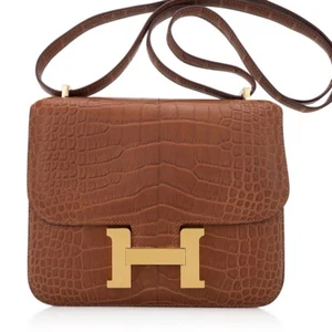 Hermes Constance 18 Mini III Mirror Bag Gold Matte Alligator Gold Hardware - Picture 1 of 14
