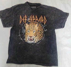T-Shirt DEF LEPPARD Größe Large Kurzarm verwaschen schwarz Grafikband 100% Baumwolle - Bild 1 von 9