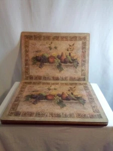 Menge 6 Vintage Pimpernel Kork Unterlegt Tischsets Toskanisches Obst Motiv Muster - Bild 1 von 9