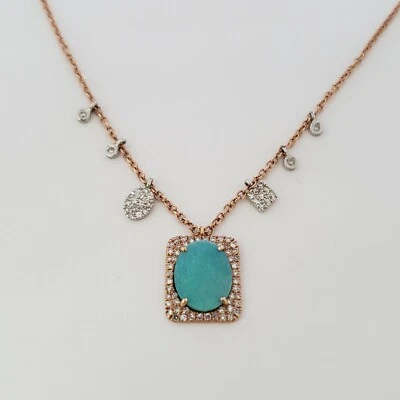 Collar Colgante Meira T Oro Rosa 14K Diamante 0.31 CTW Ópalo 1.02 CTW  Foto 1 de 4