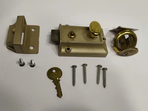 VTG Brass Finish Door Lock Night Latch Rim Cylinder Security Latch By Keil  - Picture 1 of 15