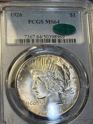 1926 P Peace Dollar Gorgeous MS 63 Cac Sticker Key Date - Image 1 of 3