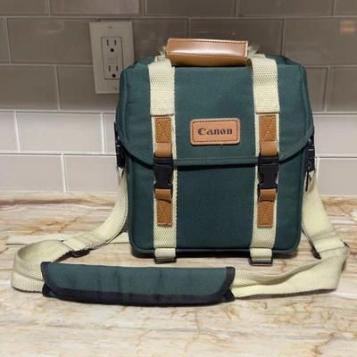 Bolsa organizadora verde para cámara Canon bolsillos correa para el hombro DSLR SRL llevar 12x7x8 Foto 1 de 4