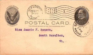 GOLDPATH: US POSTAL CARD 1906 NEW LONDON,CT.FLAG CANCEL. CV816_P25 - Picture 1 of 2