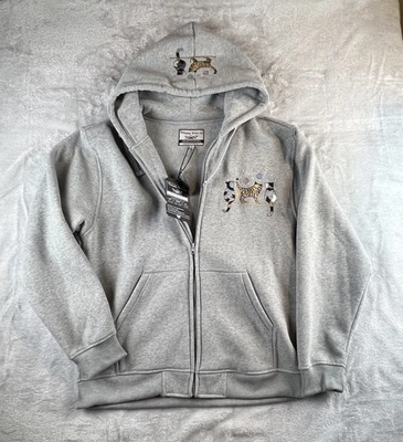 NUEVO CON ETIQUETAS 22 OZ Importación Exportación Marca Sudadera con Capucha Mujer XL Gris Cremallera Completa Diseño Gatos Mascota  Foto 1 de 4