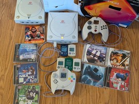Sega Dreamcast Bundle, 2 Consoles, Games, 6 VMUs 2 Controllers Boxed, Tested